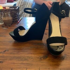 Black suede wedges